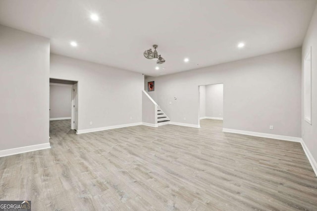 interior space with light hardwood / wood-style flooring