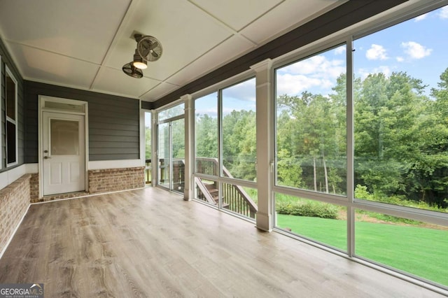 view of unfurnished sunroom