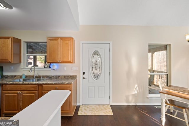 kitchen with dark wood-type flooring and sink