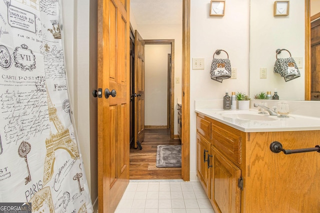 bathroom featuring vanity and tile patterned floors