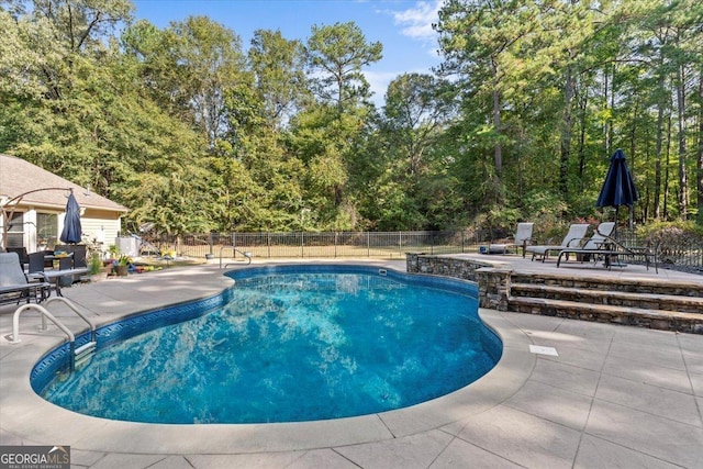 view of pool featuring a patio