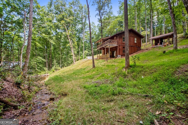 view of yard featuring a deck