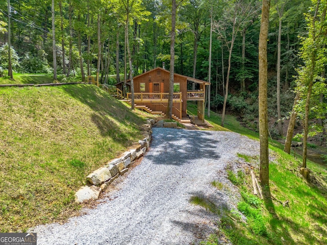 view of yard with a deck