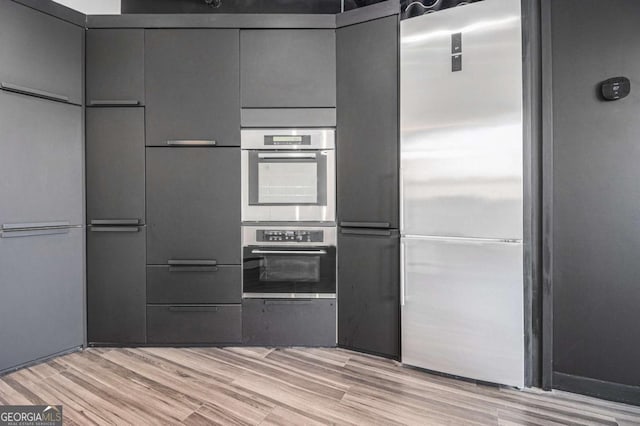 kitchen featuring light wood-type flooring and stainless steel appliances