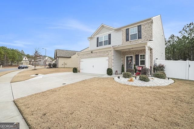 view of front of house with a garage