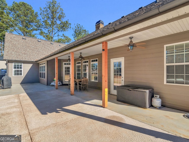 view of patio with ceiling fan