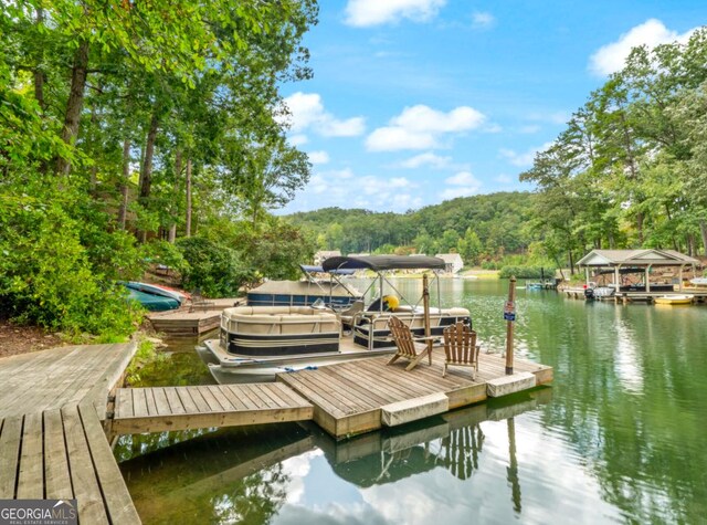 dock area featuring a water view