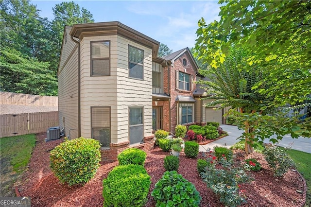 view of front of home with central air condition unit