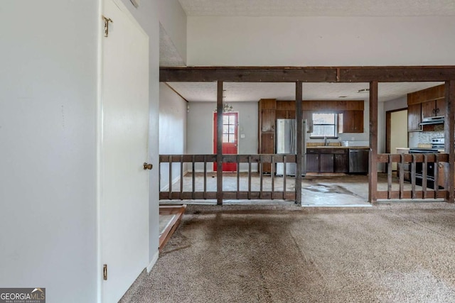 carpeted empty room with sink