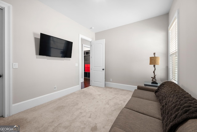 living room with light carpet