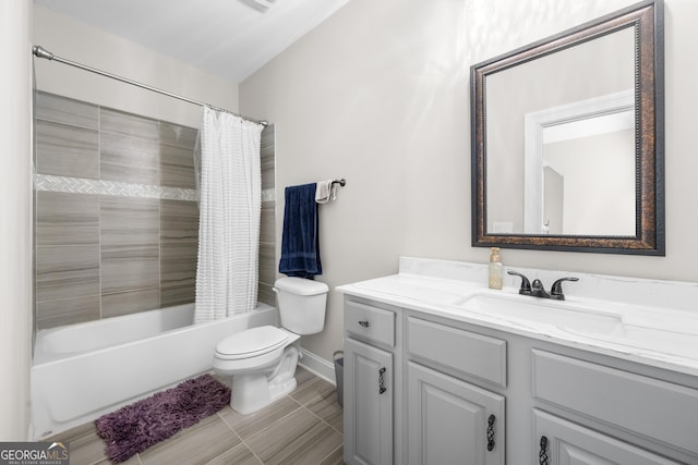 full bathroom featuring vanity, toilet, and shower / bath combo