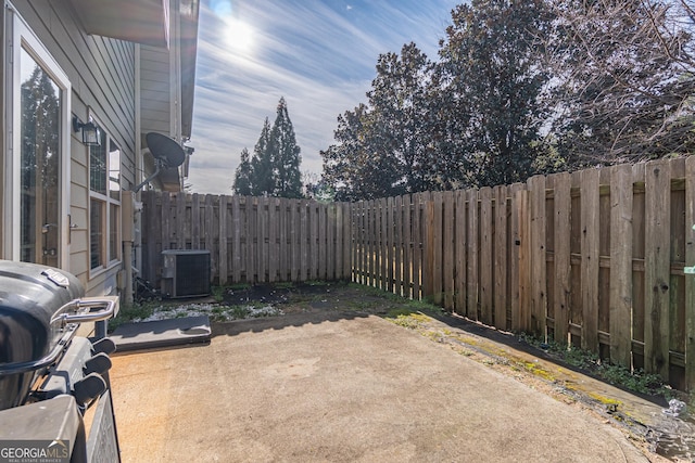 view of patio featuring central AC unit