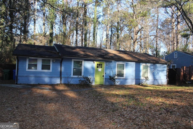 view of single story home