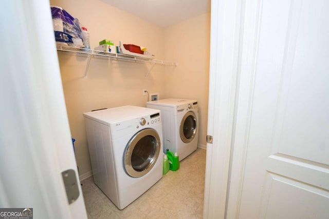 laundry area featuring washer and dryer