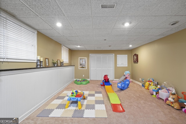 playroom with carpet floors