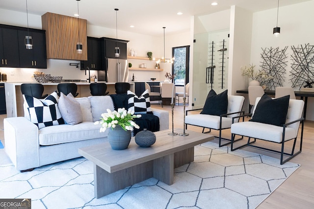 living room featuring light hardwood / wood-style flooring