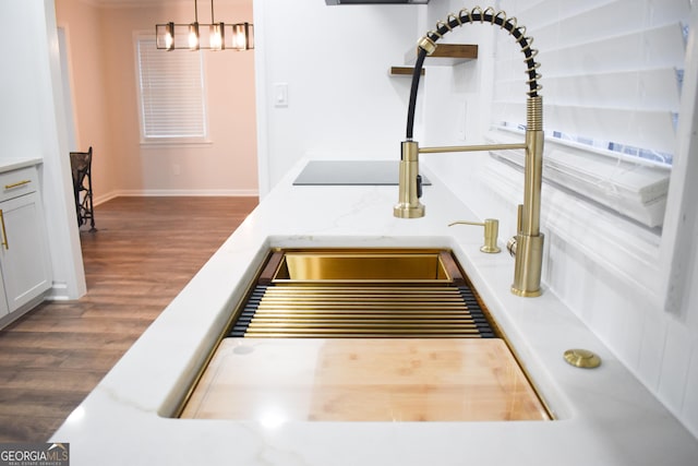 details featuring dark wood-type flooring