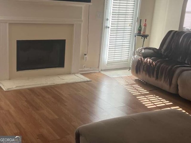 living room with light hardwood / wood-style floors