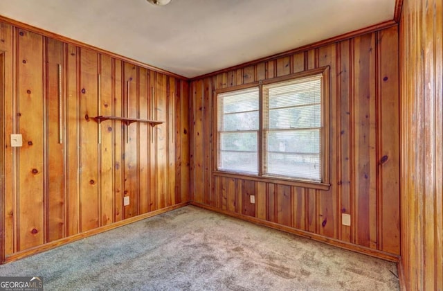 carpeted empty room featuring ornamental molding