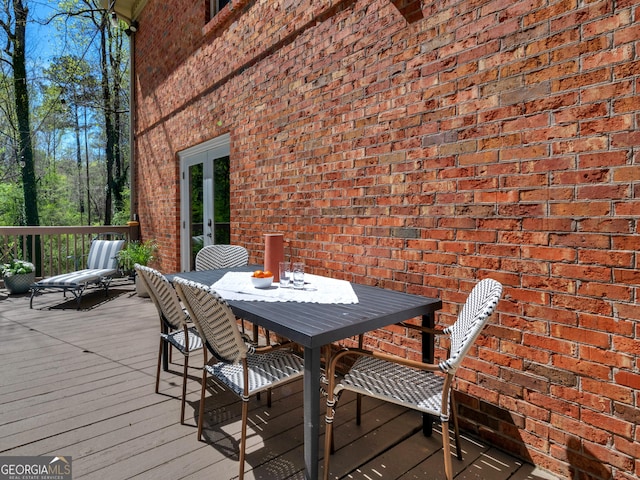 wooden deck with french doors