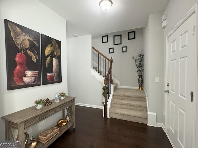 entrance foyer featuring dark hardwood / wood-style floors