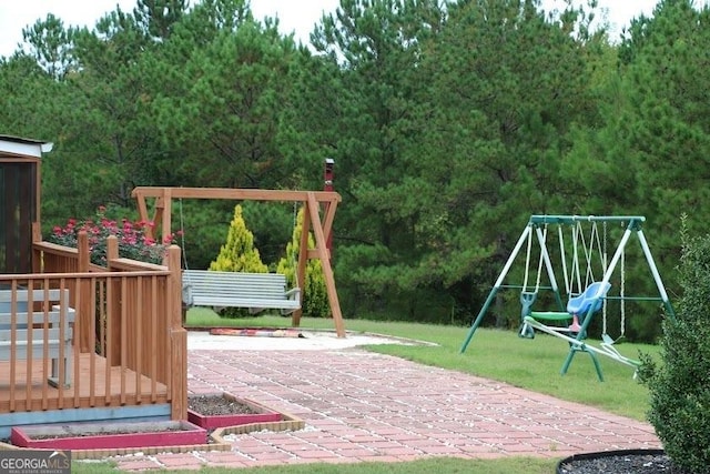 view of play area with a yard