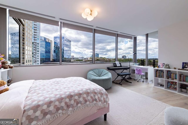 bedroom with light hardwood / wood-style floors