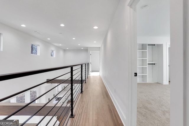 hall featuring light wood-type flooring