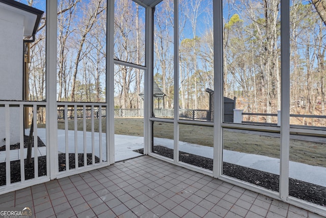 view of unfurnished sunroom