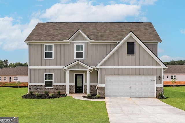 craftsman-style home with a garage and a front yard