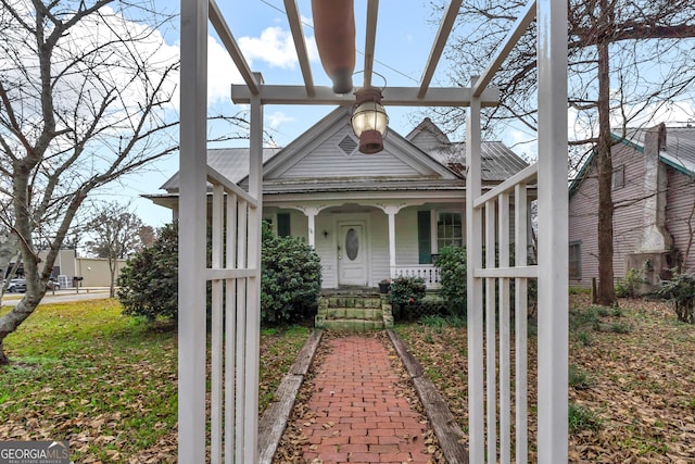 exterior space with covered porch