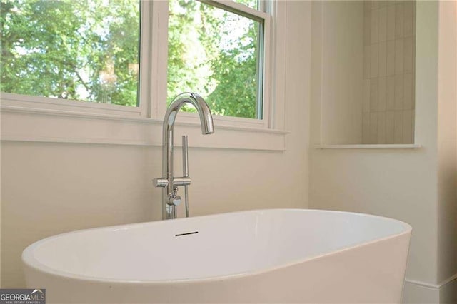 bathroom with a bathing tub and sink