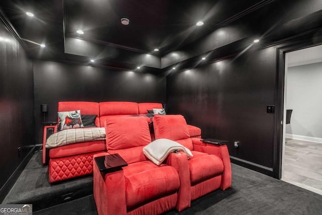 view of carpeted cinema room