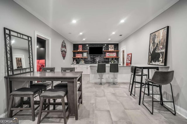 dining space with bar area