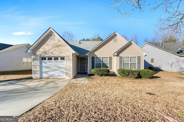 single story home with a garage