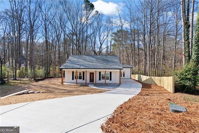 view of front of property with a porch