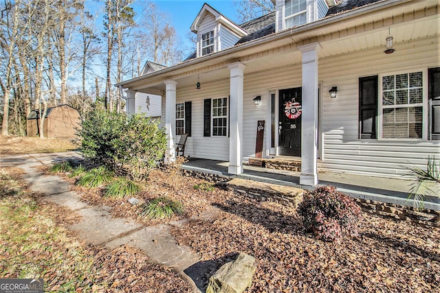 property entrance with a porch