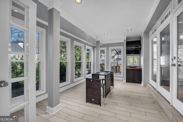 sunroom with french doors