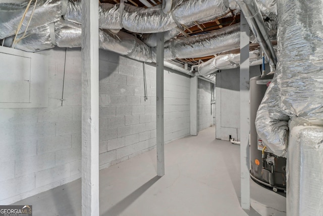 basement with gas water heater