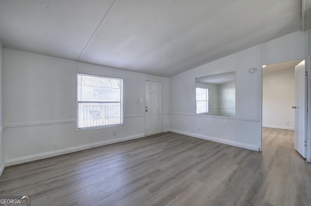 spare room featuring plenty of natural light and light wood-type flooring