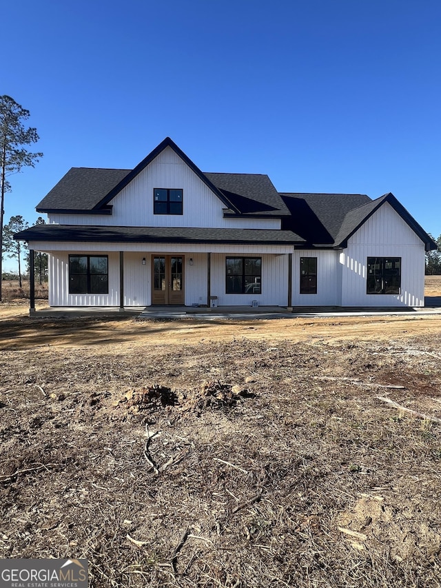 view of modern inspired farmhouse