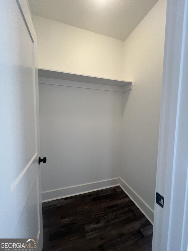 walk in closet featuring dark hardwood / wood-style floors