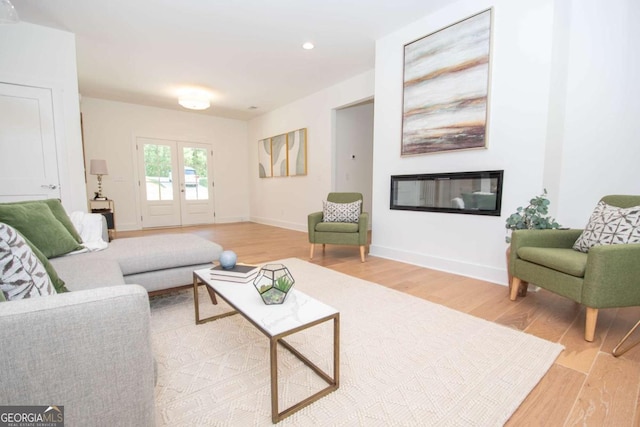 living room with hardwood / wood-style floors