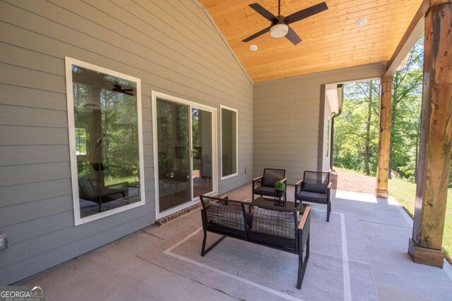 view of patio / terrace featuring outdoor lounge area and ceiling fan