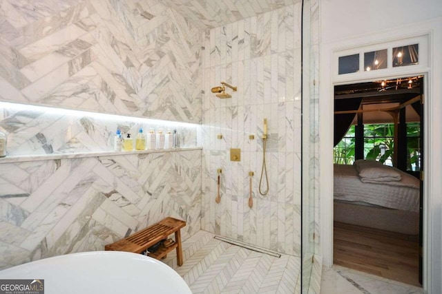 1409 Sheridan Rd NE, Atlanta, GA 30324 - full bath with a marble finish shower, a soaking tub, and ensuite bathroom