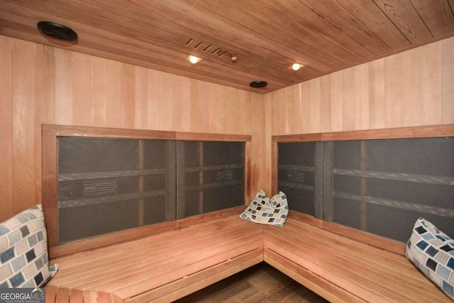 1409 Sheridan Rd NE, Atlanta, GA 30324 - sauna / steam room featuring wooden ceiling, wood finished floors, and wooden walls