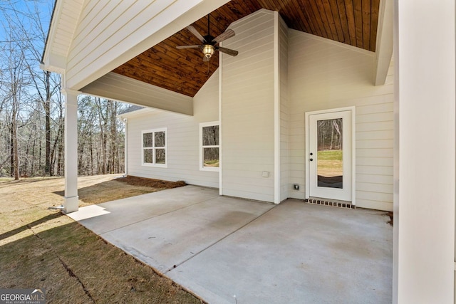 view of patio / terrace with ceiling fan