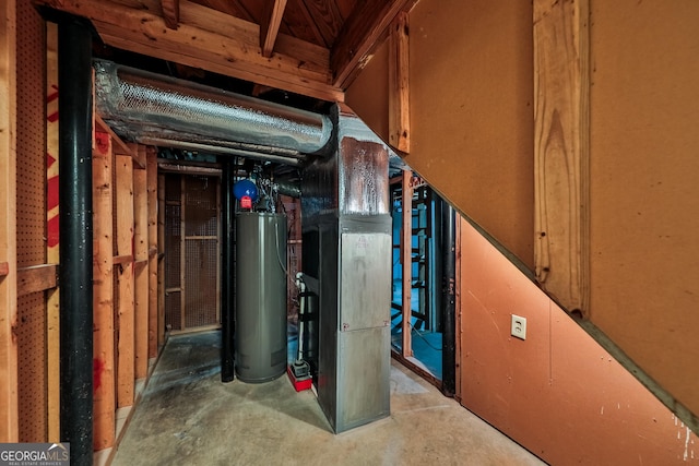 basement featuring water heater