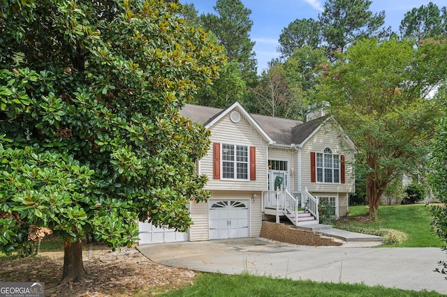 bi-level home with a garage