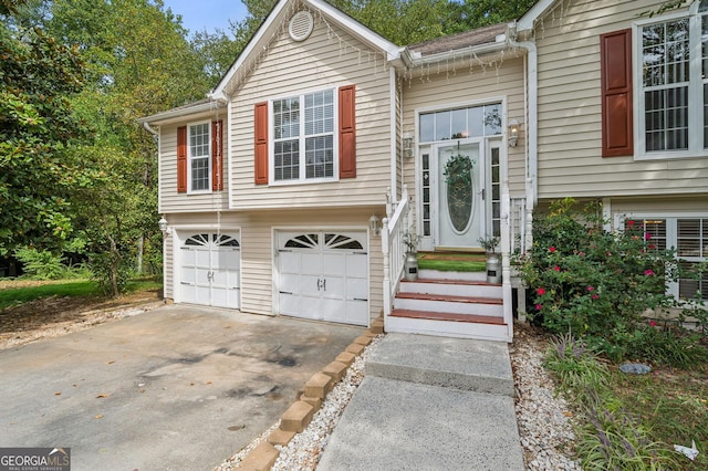 bi-level home with a garage